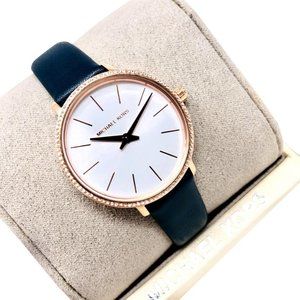 NWT MICHAEL KORS Pyper Blue Leather Watch MK2804